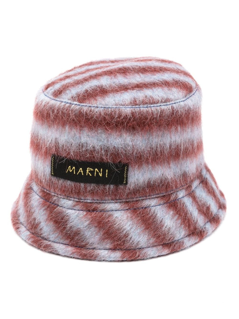 logo-appliquÃ© striped bucket hat 1