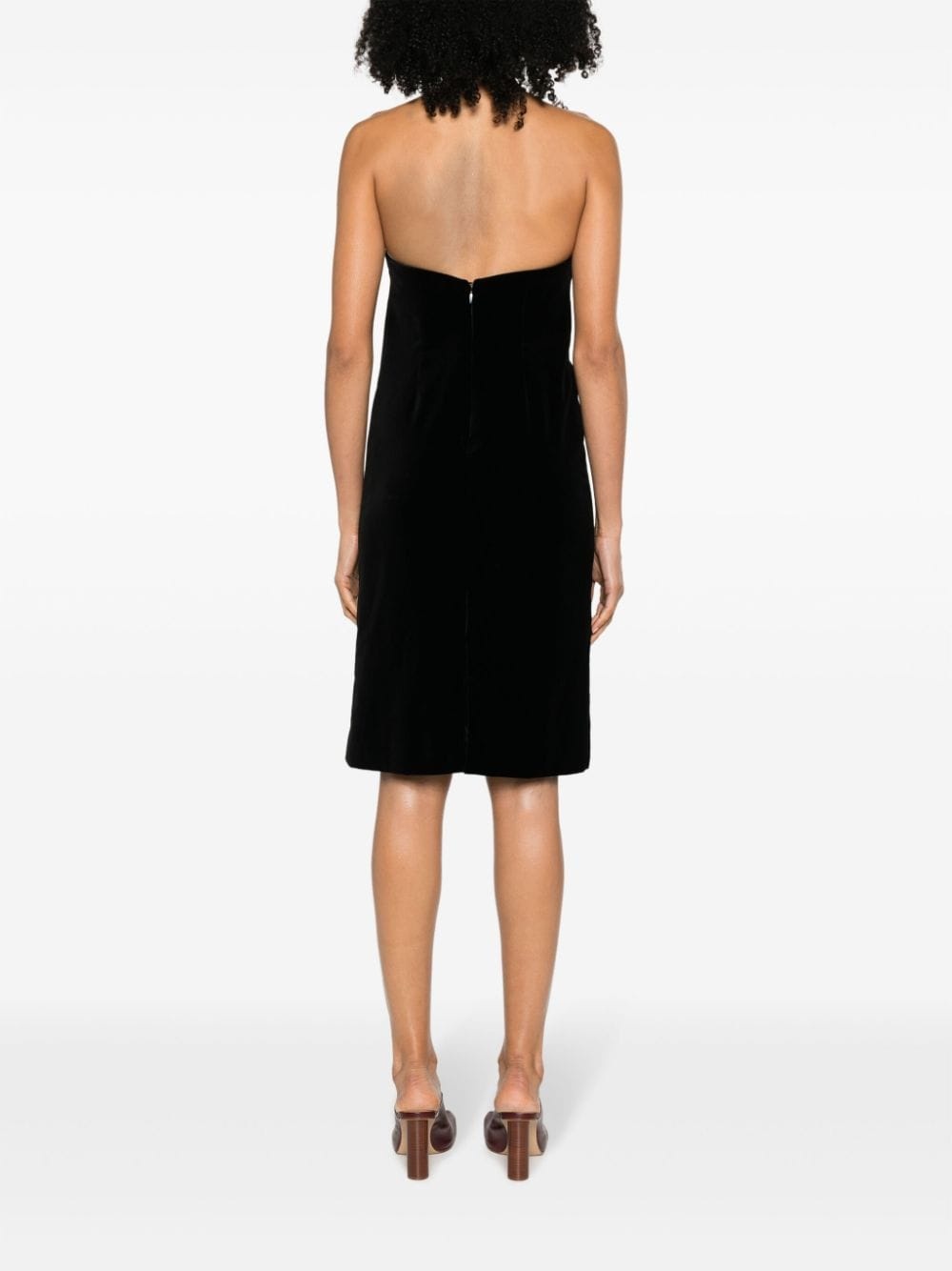bustier velvet strapless dress - 4