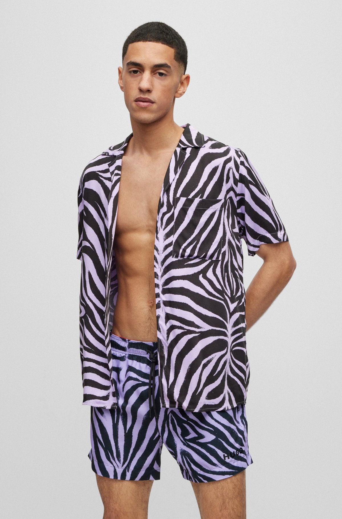 QUICK-DRY ANIMAL-PRINT SWIM SHORTS - 2