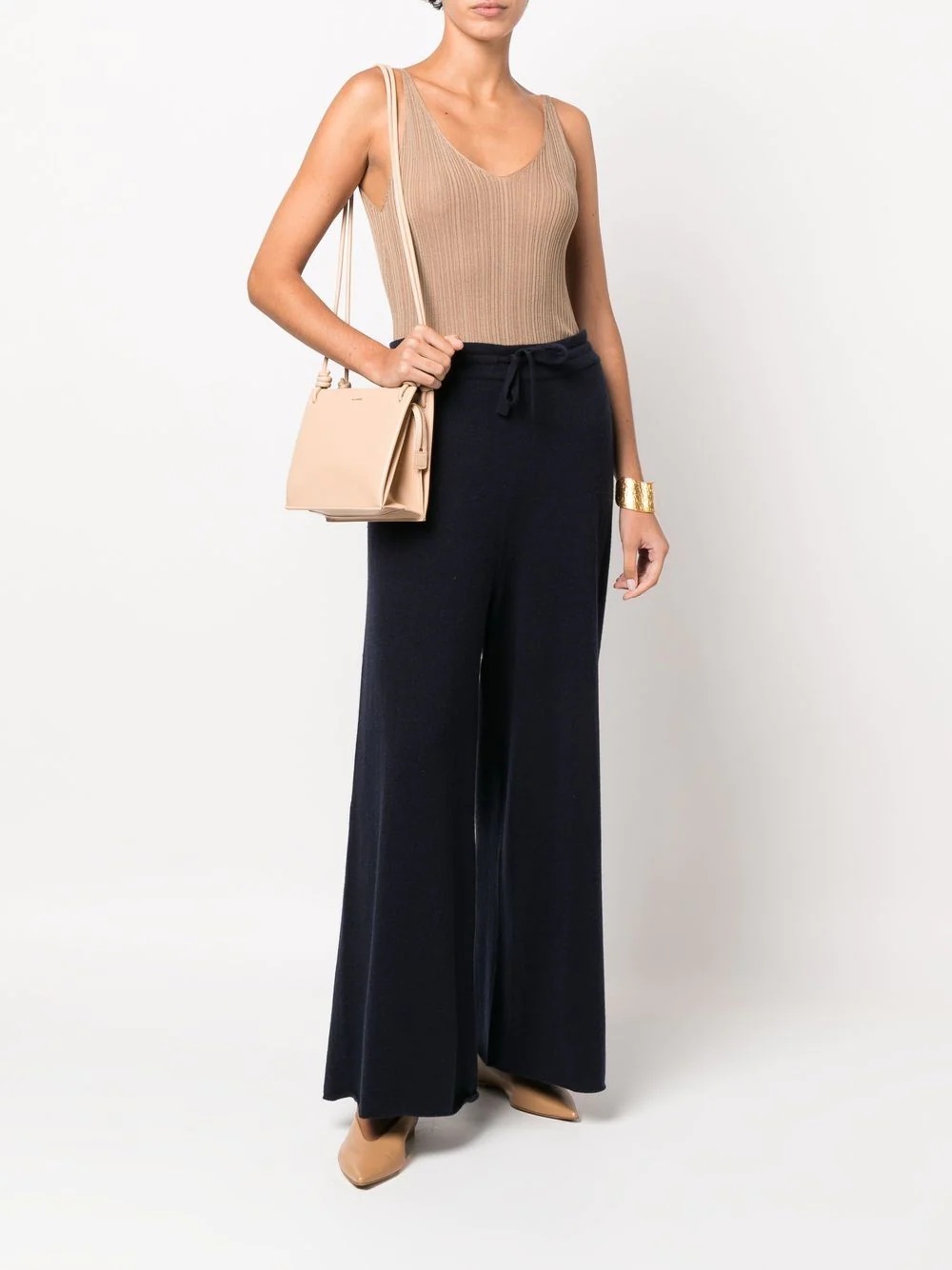 wide-leg cashmere track pants - 2