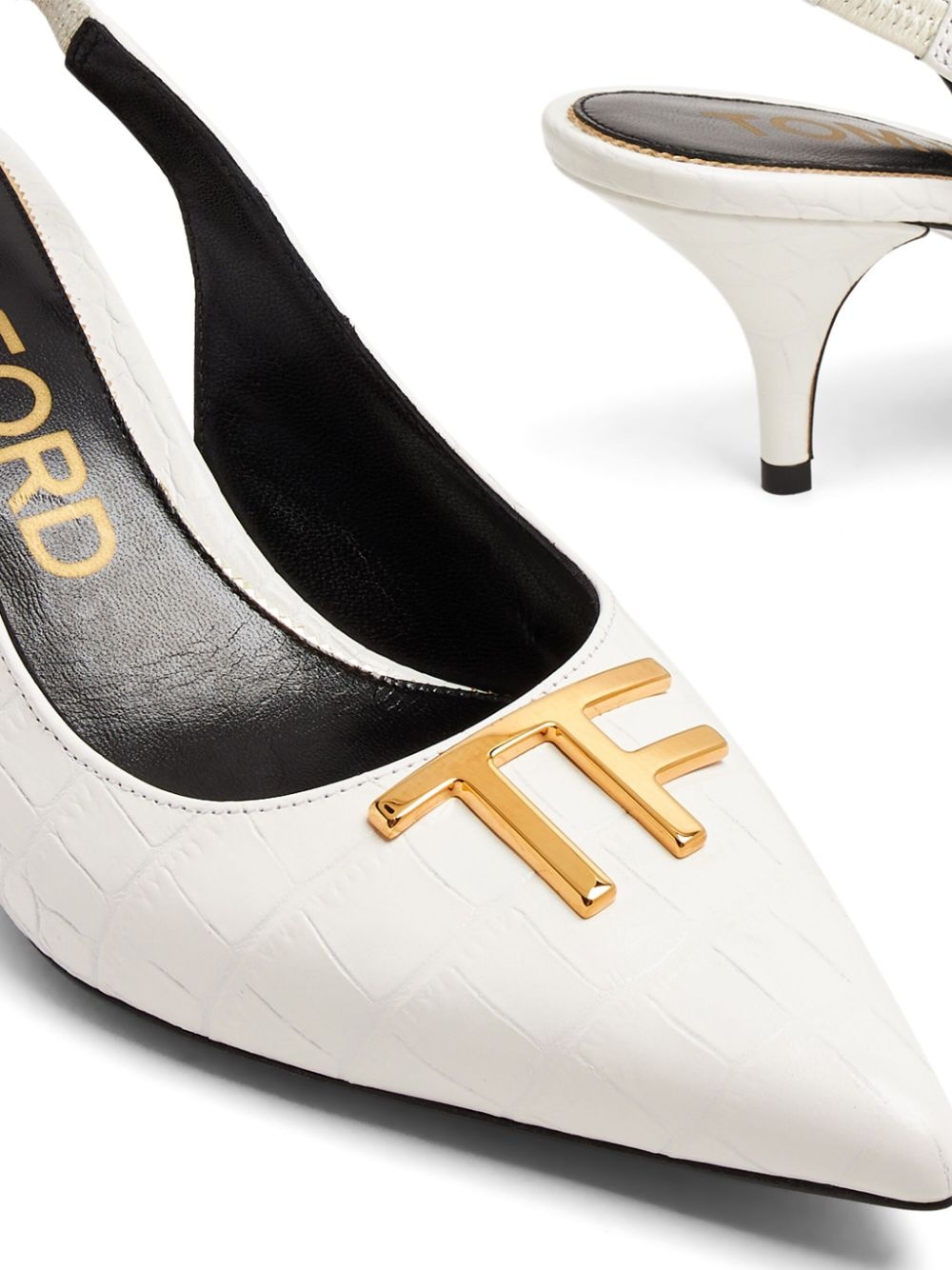 logo-lettering leather pumps - 4