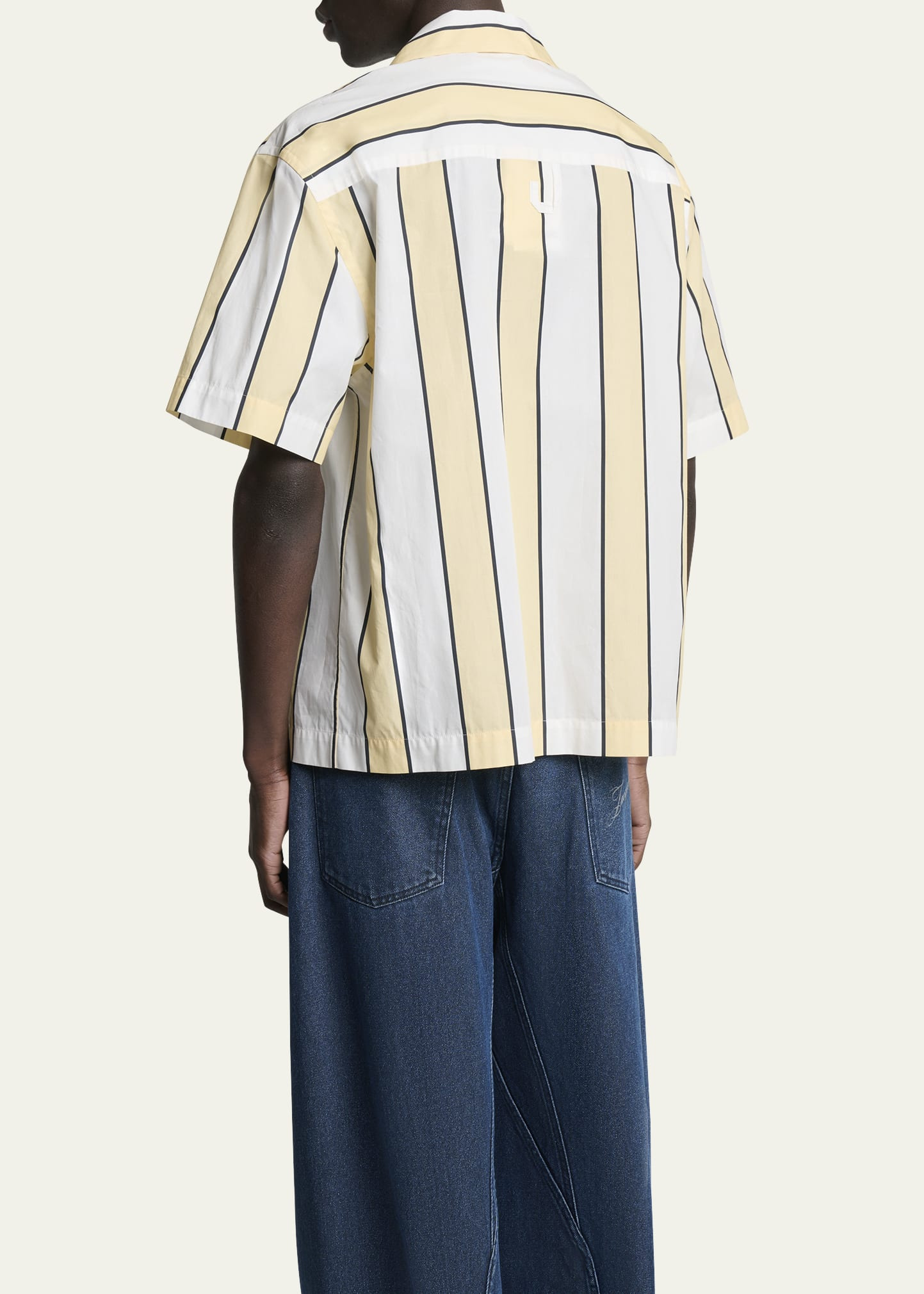 Men's Cotton Stripe Logo Camp Shirt - 3