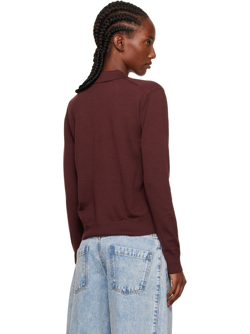 Burgundy Double Patched Knit Polo - 3
