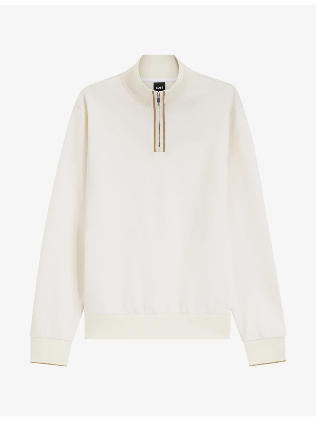 Funnel-Neck Half-Zip Cotton Sweatshirt - 1