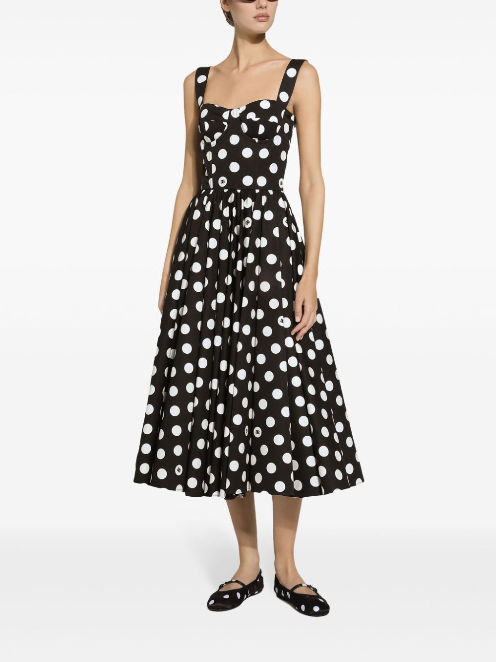 polka-dot corset midi dress - 3