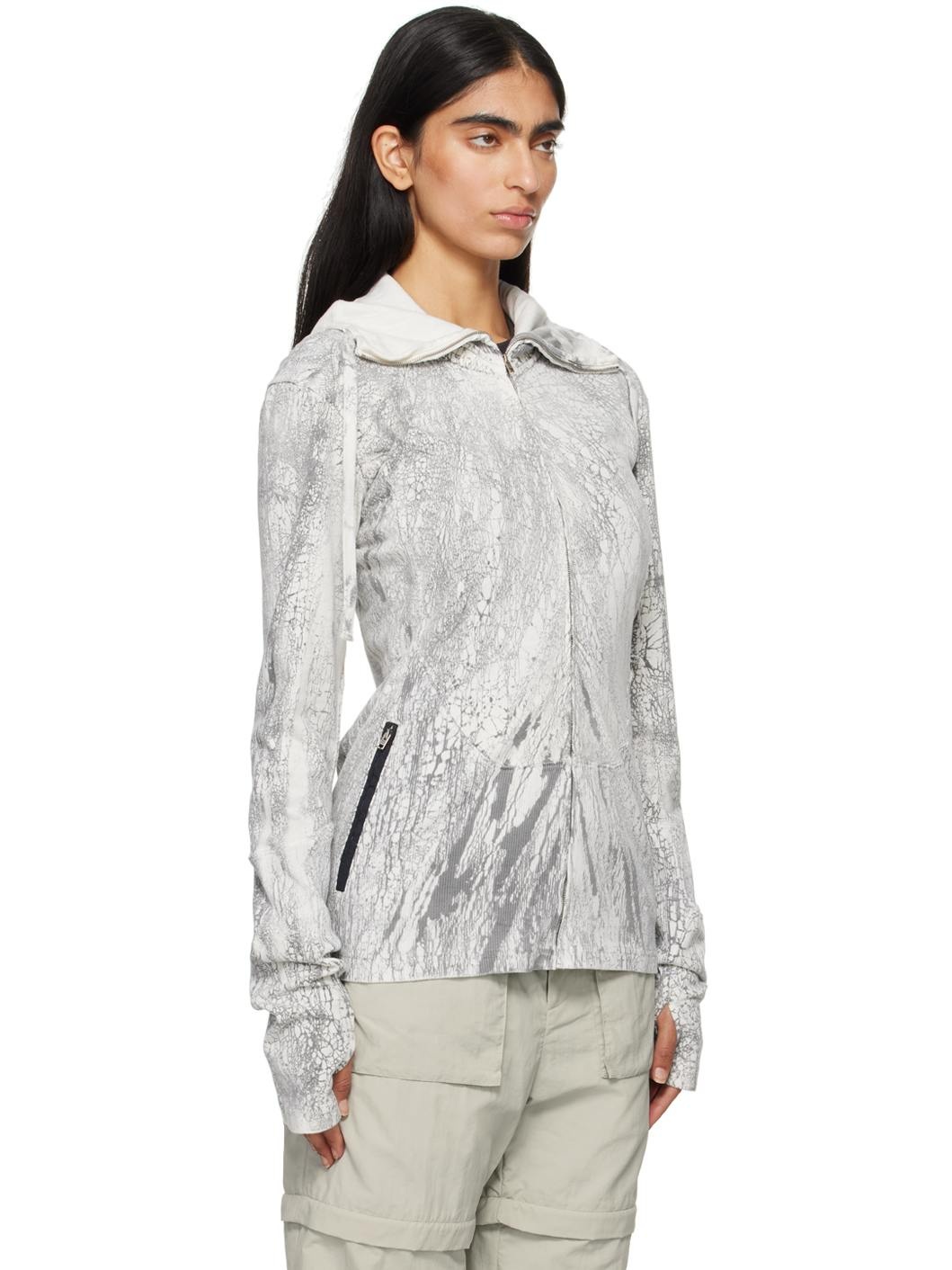 Gray Zippered Dyed Hoodie - 2