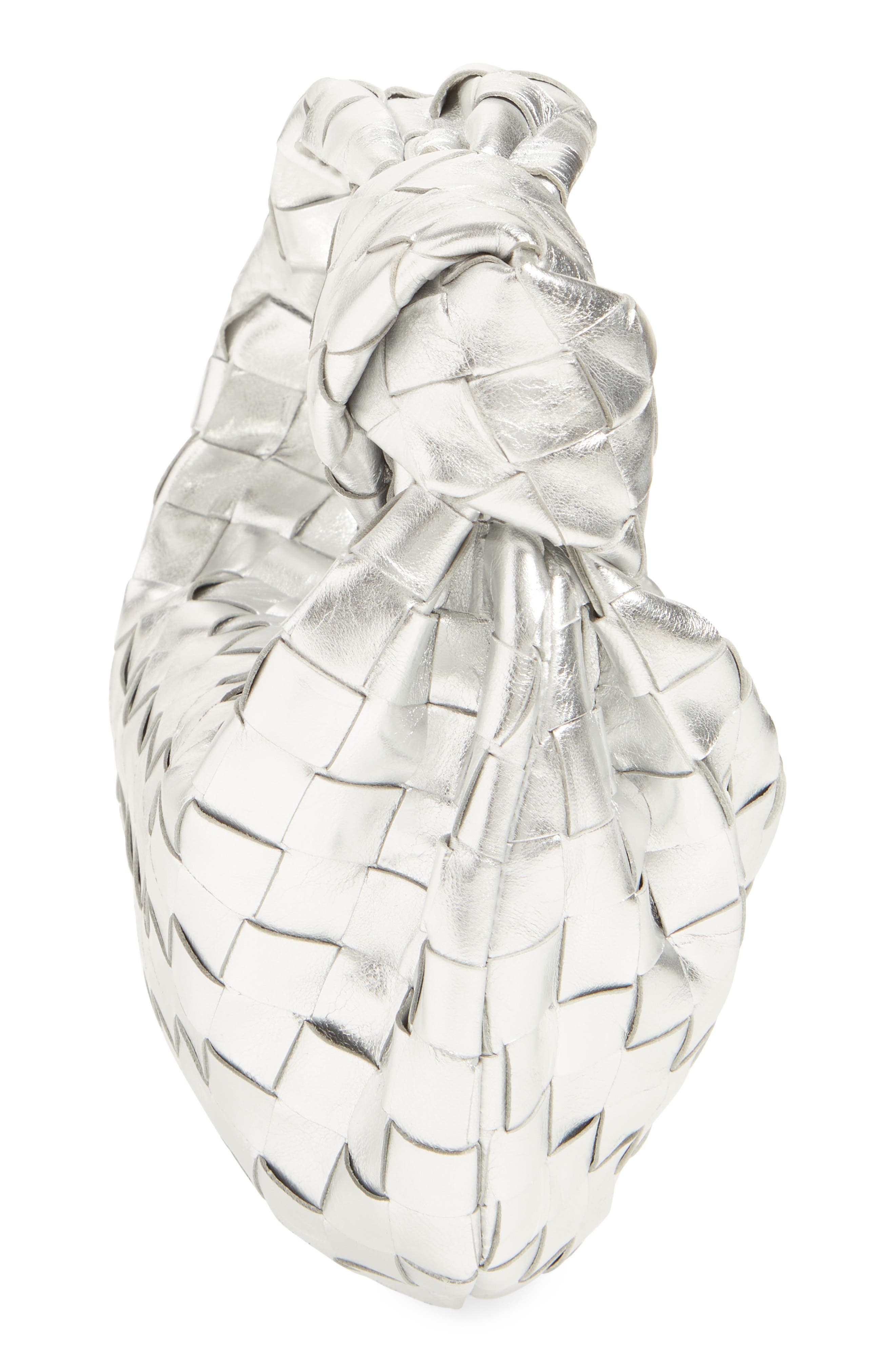 Bottega Veneta Mini Jodie Intrecciato Metallic Leather Top Handle Bag in 8101 Silver- Silver at Nord - 5