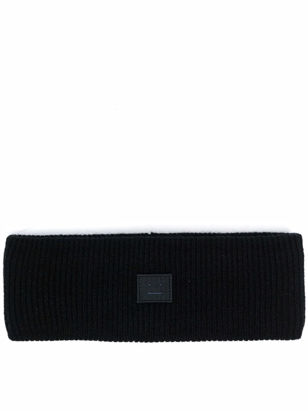 face-patch ribbed-knit headband - 1