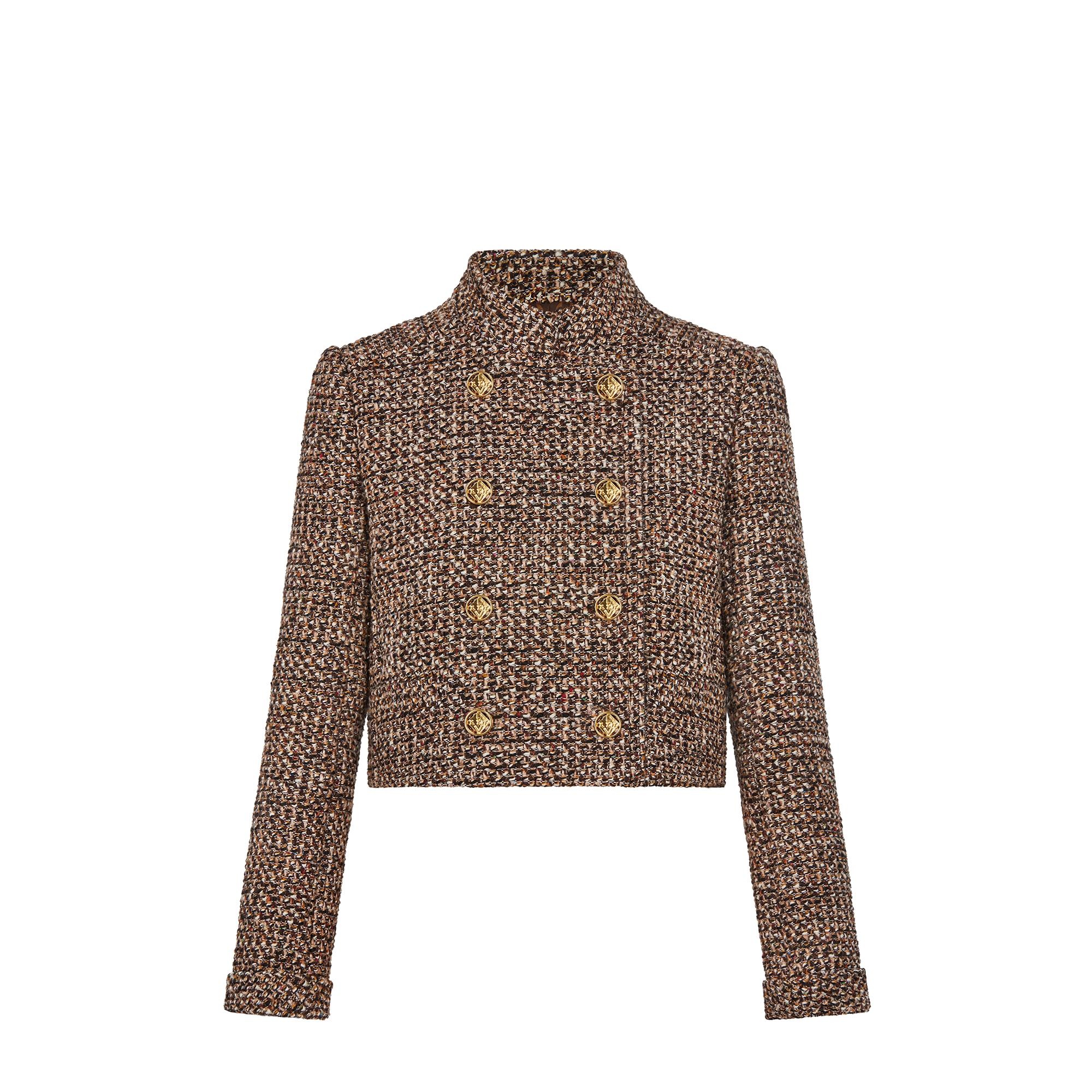 Double-Breasted Boxy Tweed Jacket - 1