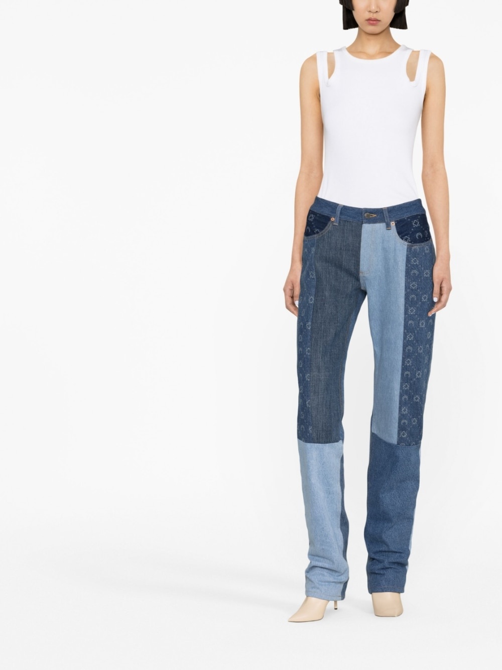 straight-leg patchwork jeans - 2