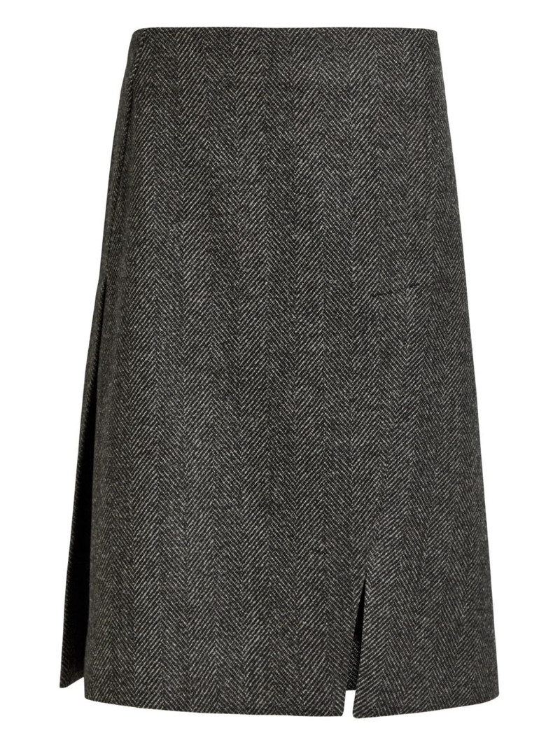 herringbone side-slit midi skirt 1