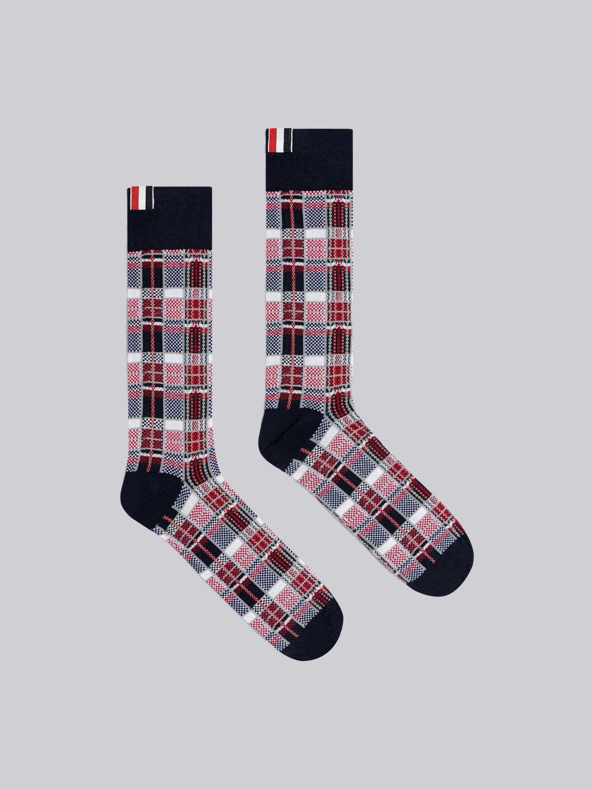 Mercerized Cotton Madras Mid Calf Socks - 1