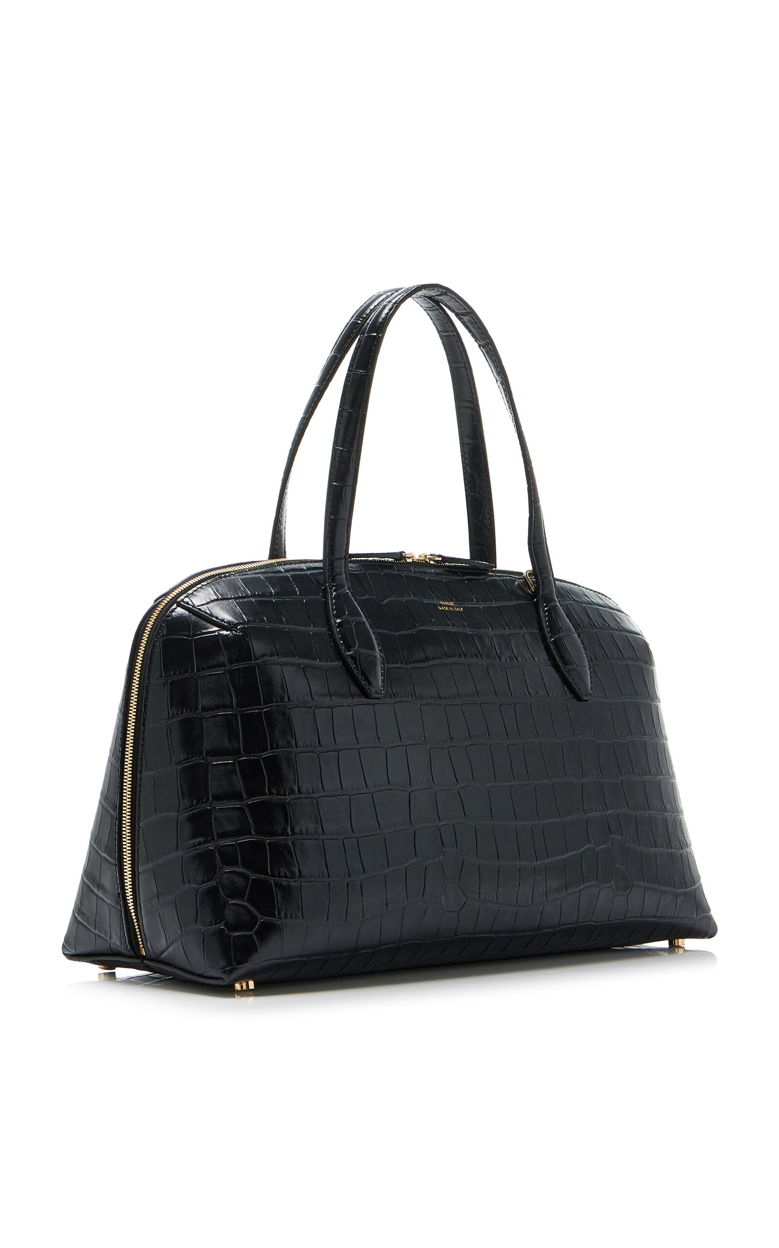 Lounge Medium Croc-Embossed Leather Tote Bag black - 3