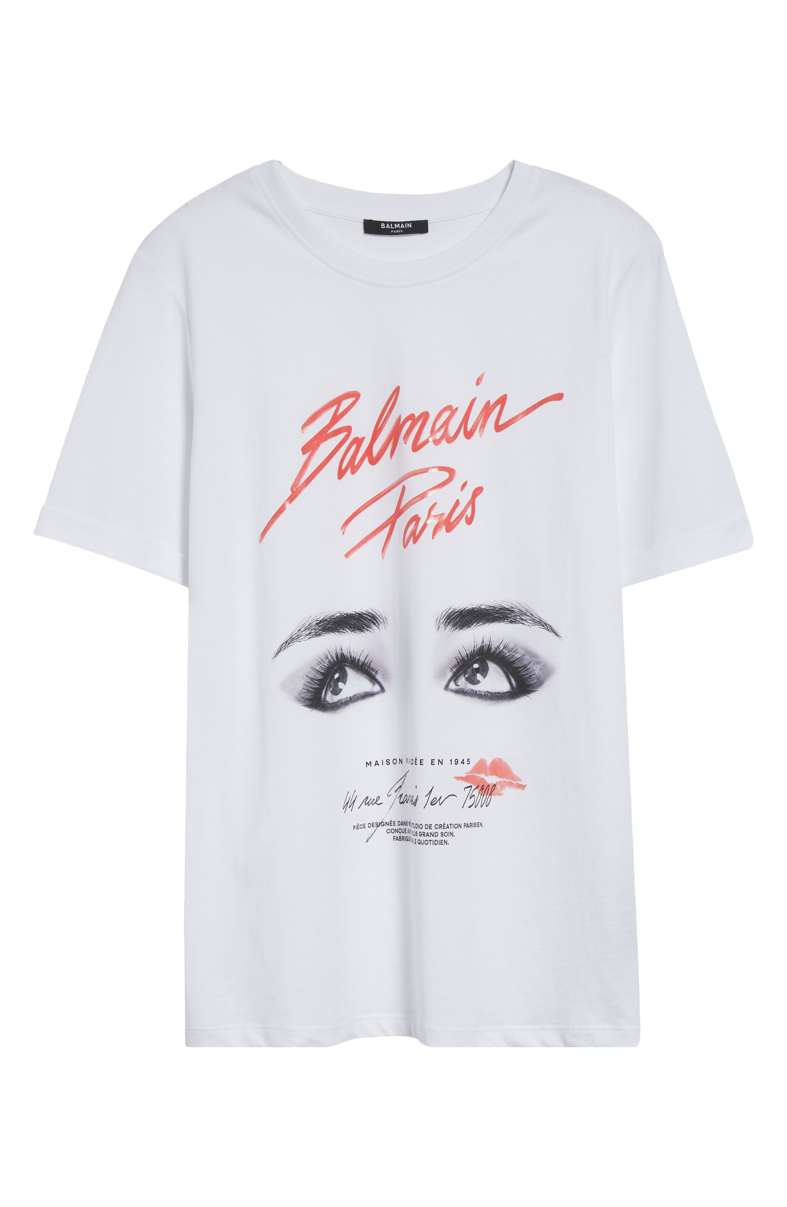 Balmain Beauty Graphic T-Shirt in White/black/red at Nordstrom - 6