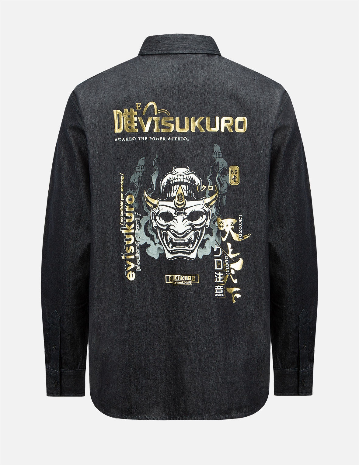 Smoky Hannya Skull Print Denim Shirt - 2