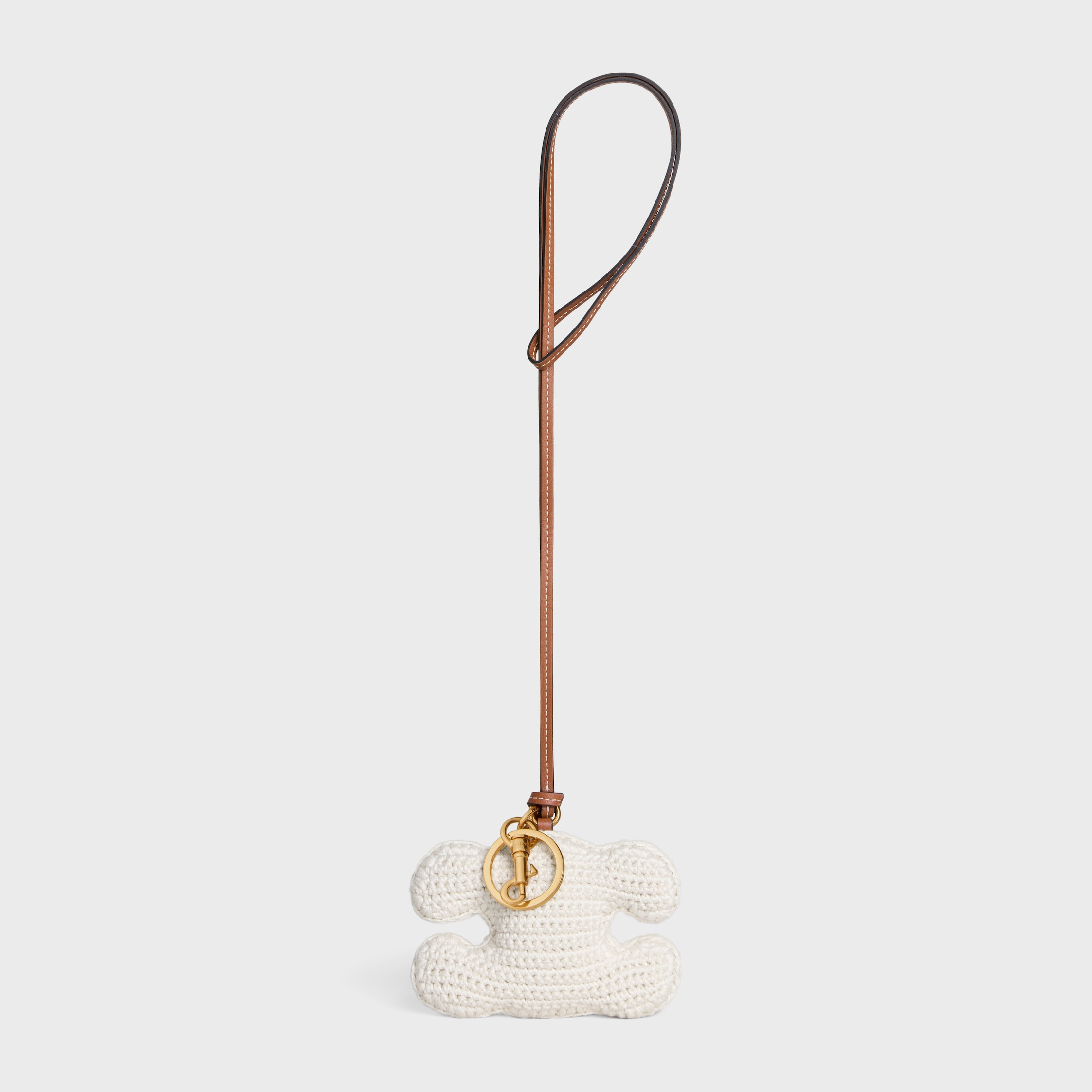 TRIOMPHE pom-pom keyring in COTTON CROCHET with Gold Finishing - 4