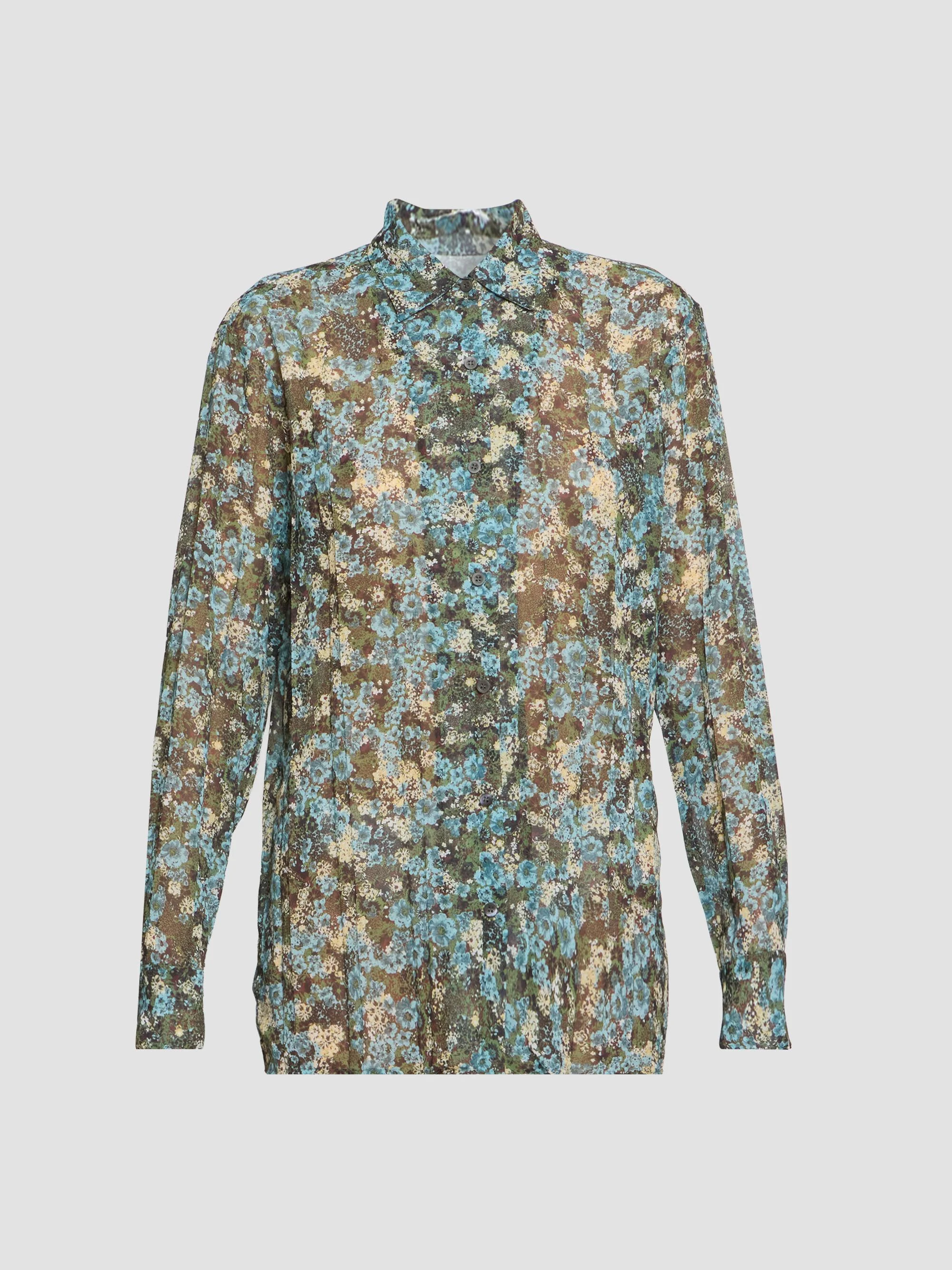 Women's Clavelly Floral Pleated Shirt - Sky - 1