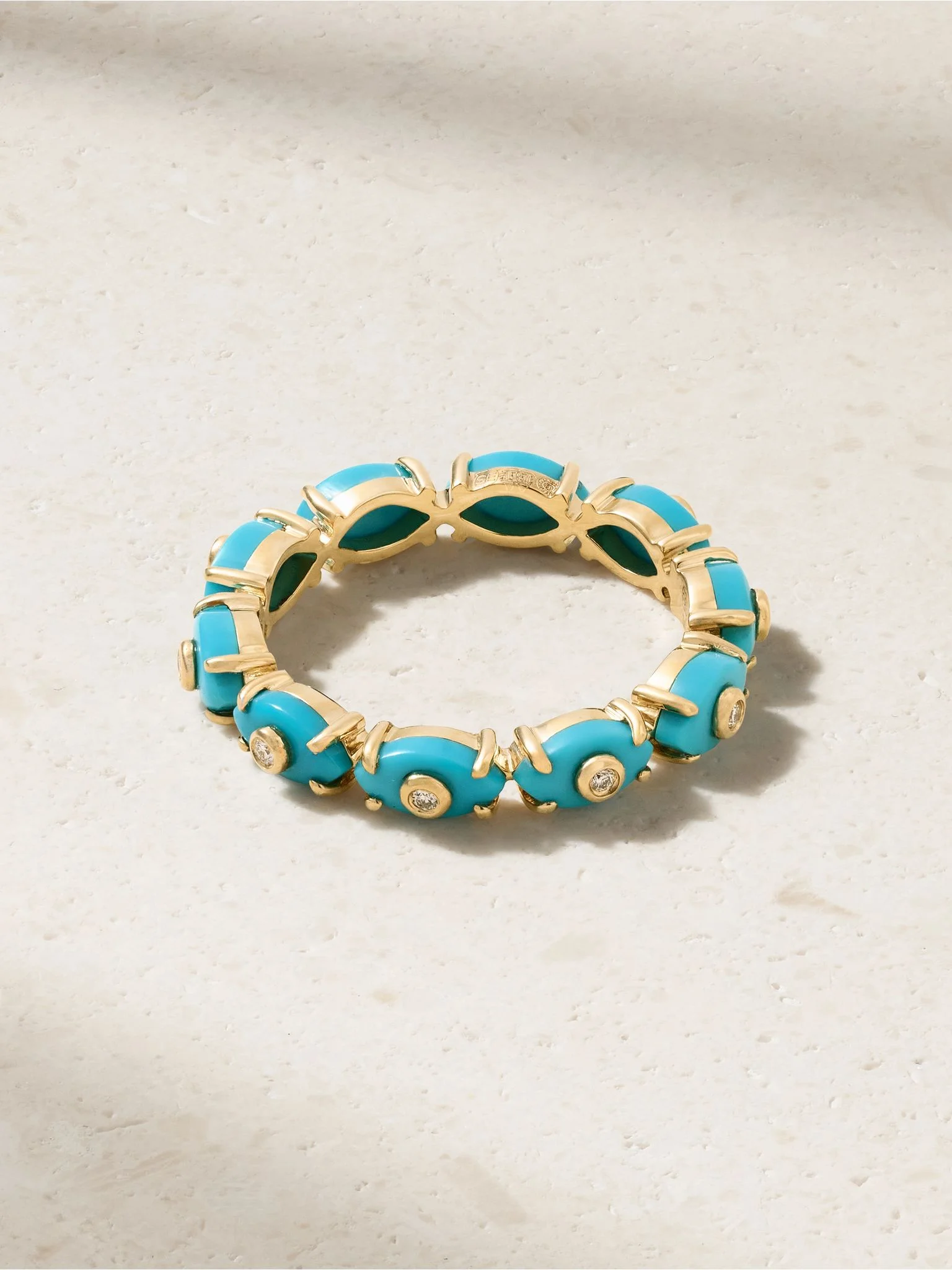 Eternity 14-karat gold, turquoise and diamond ring Gold - 1
