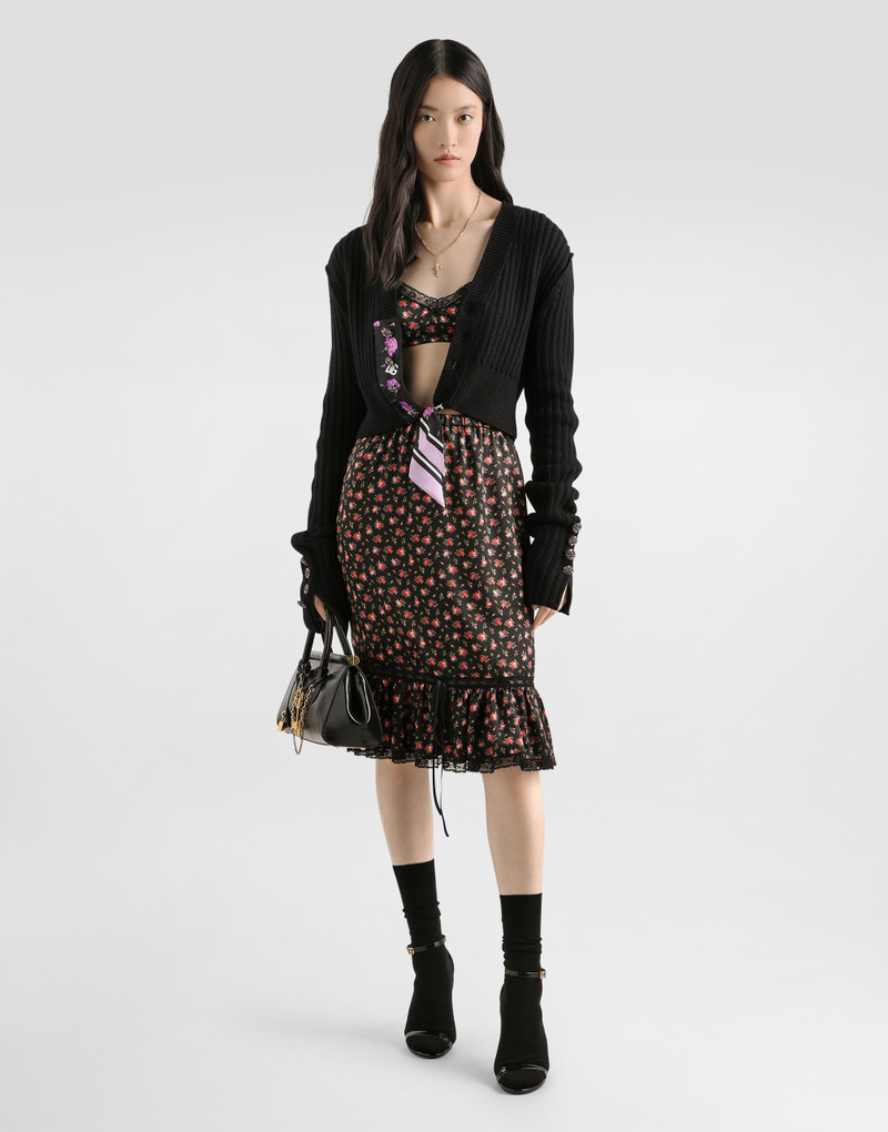 Dolce & Gabbana Small rose-print skirt with flounce outlook