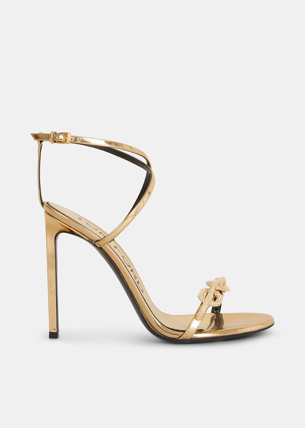 Gold Chain Ankle Wrap Sandals - 1