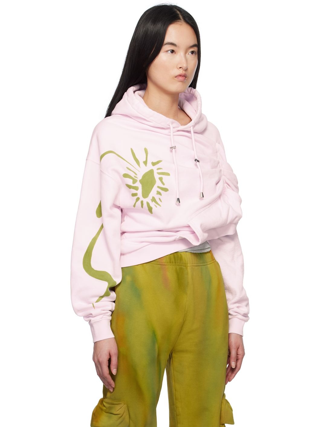 Pink Eva Draped Hoodie - 2