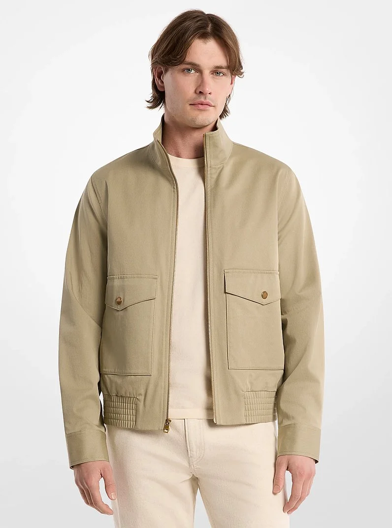 Harrington Stretch Cotton Bomber Jacket - 1