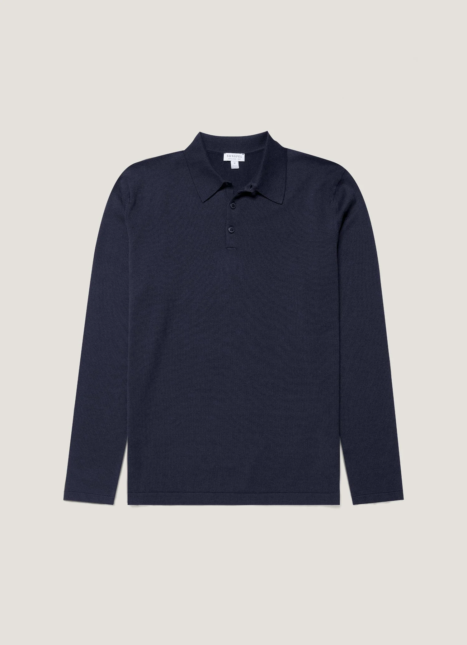 Sea Island Cotton Knit Long Sleeve Polo Shirt - 1