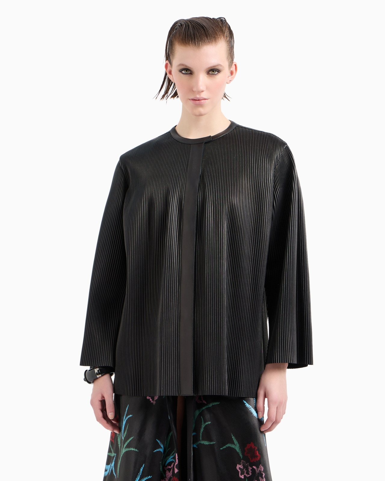 PLEATED NAPPA-LEATHER BLOUSON - 4