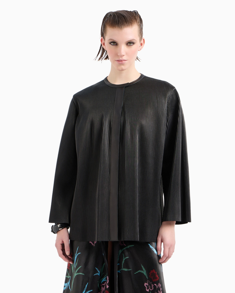 GIORGIO ARMANI PLEATED NAPPA-LEATHER BLOUSON outlook