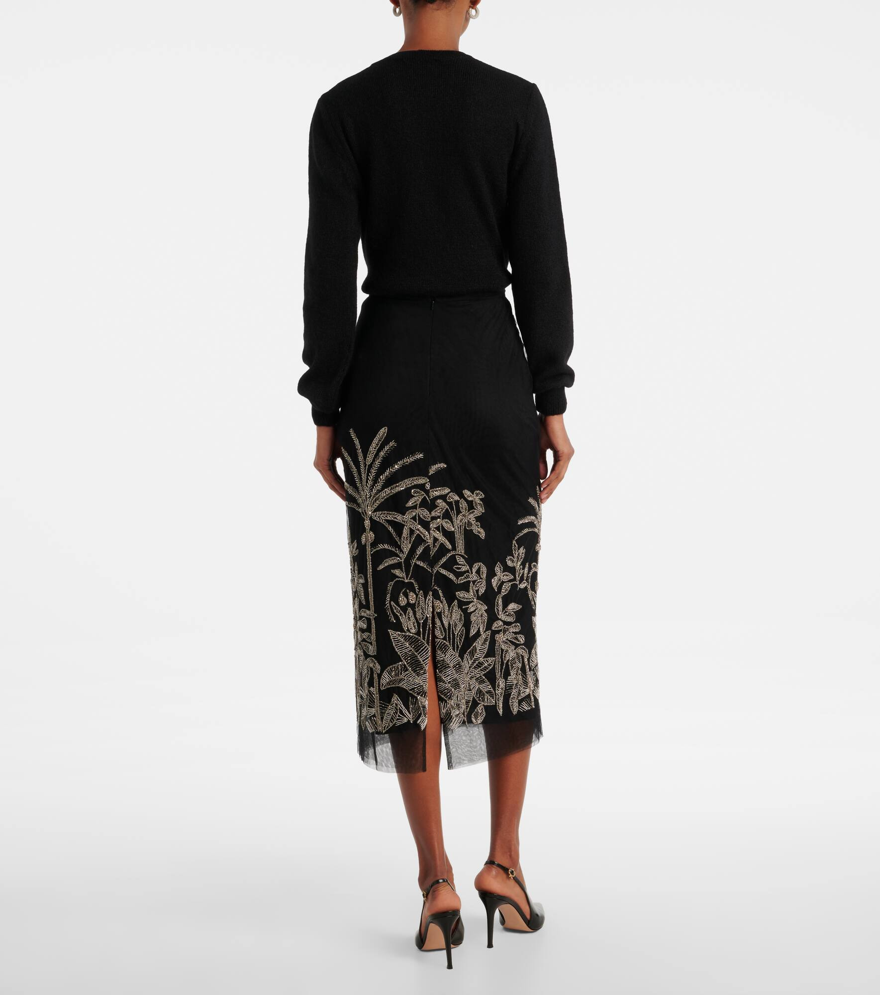 Leyla beaded tulle midi skirt - 3