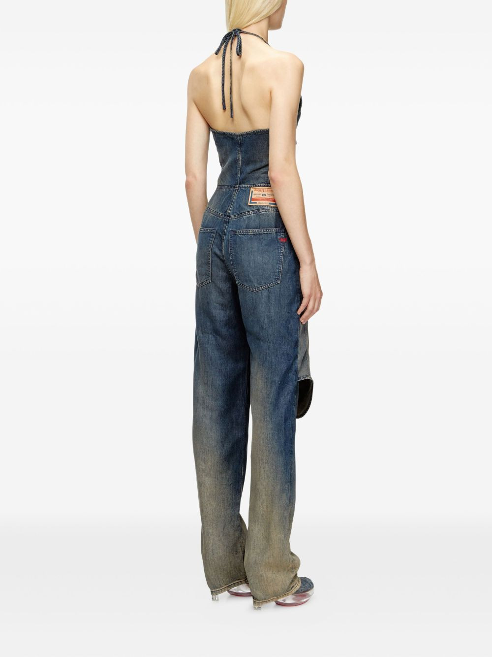Cynthia halter-neck denim jumpsuit - 4