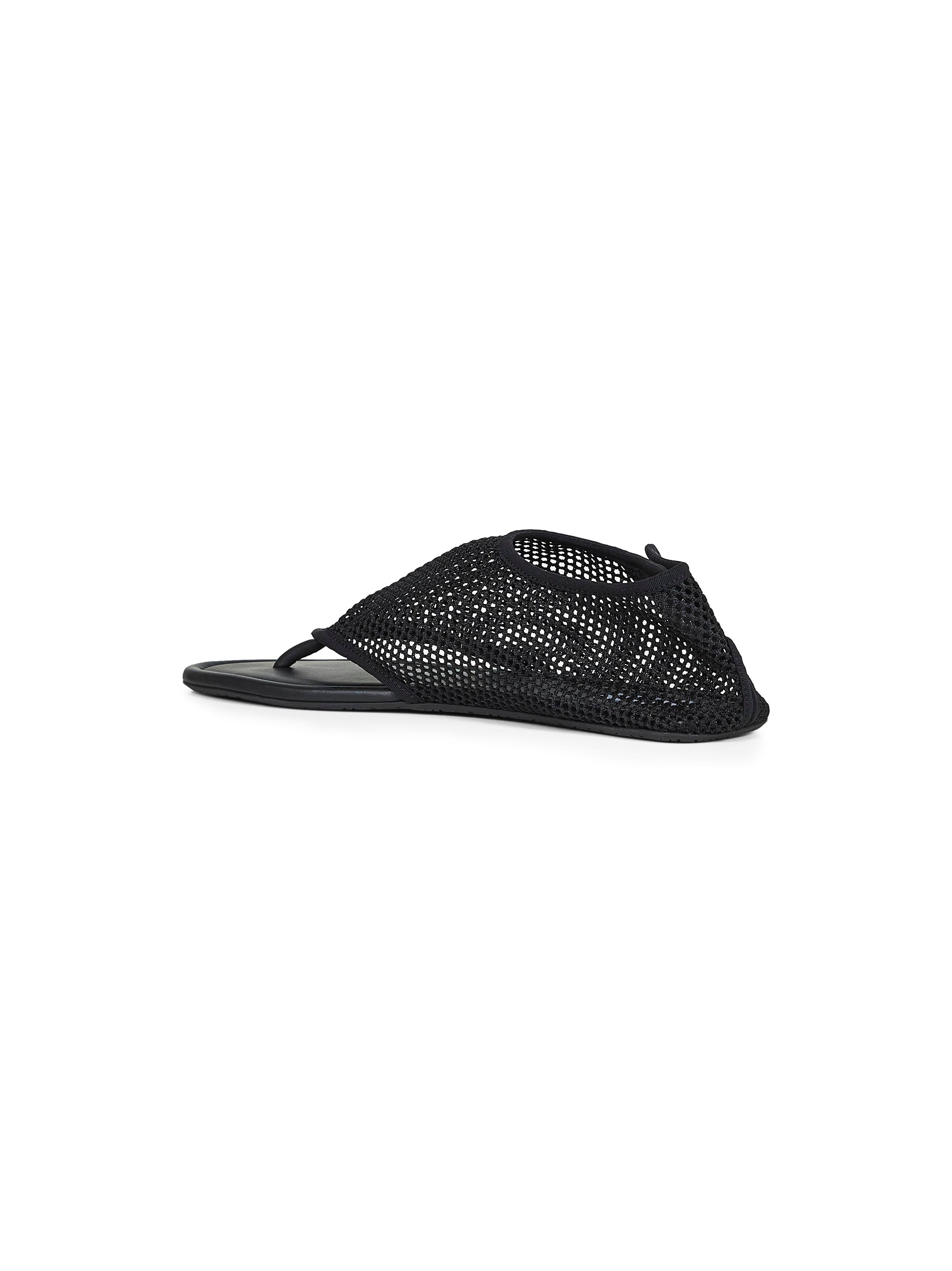 Alaïa Women Black Fishnet Fabric Thing Sandals - 3