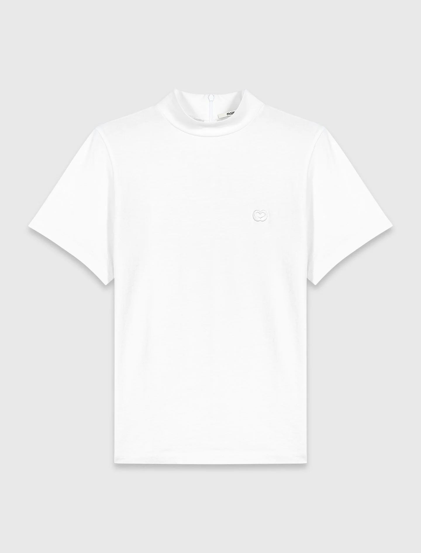 Crew neck T-shirt with back zip - 1
