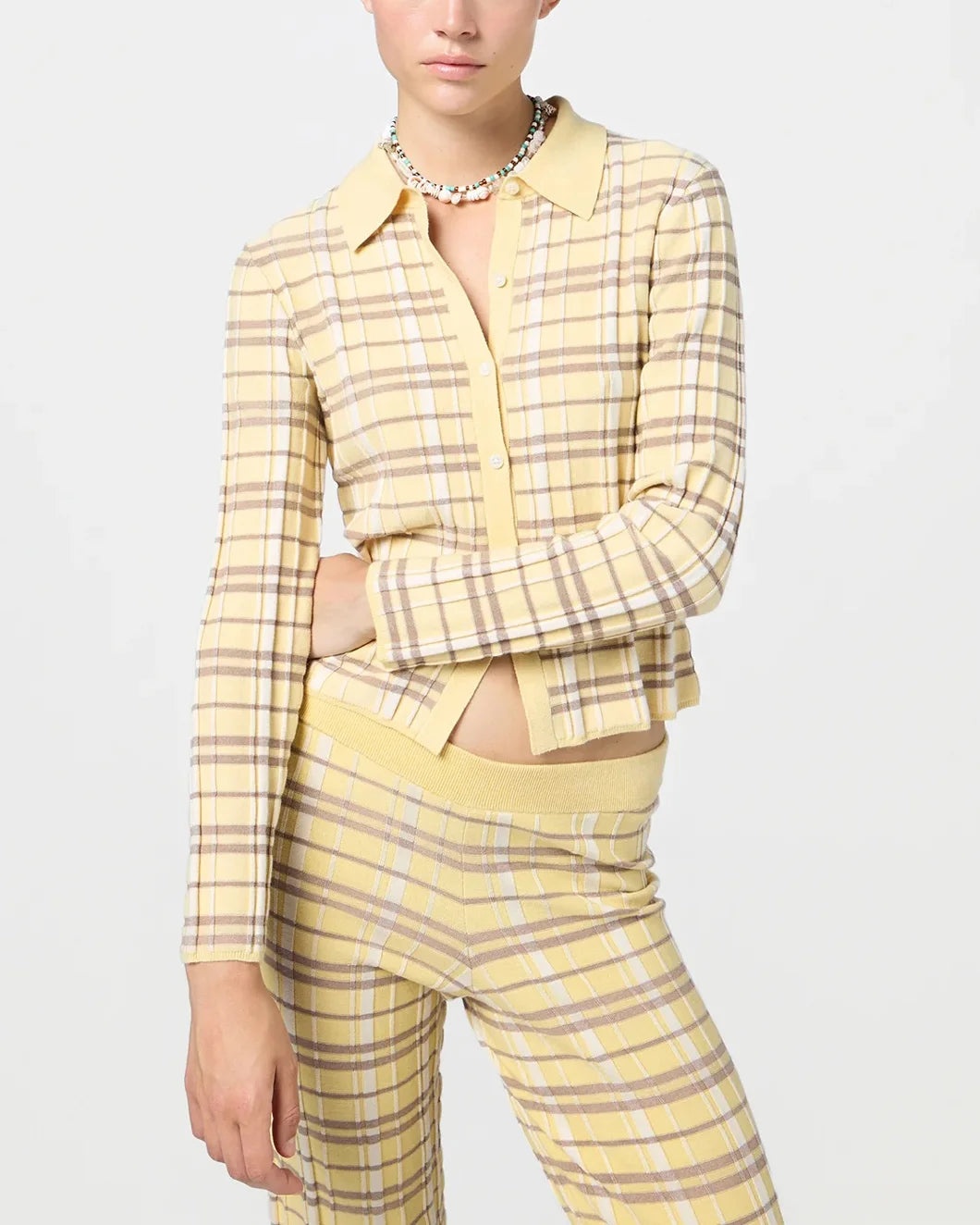 PLAID FLARE PANT BUTTER COMBO - 4