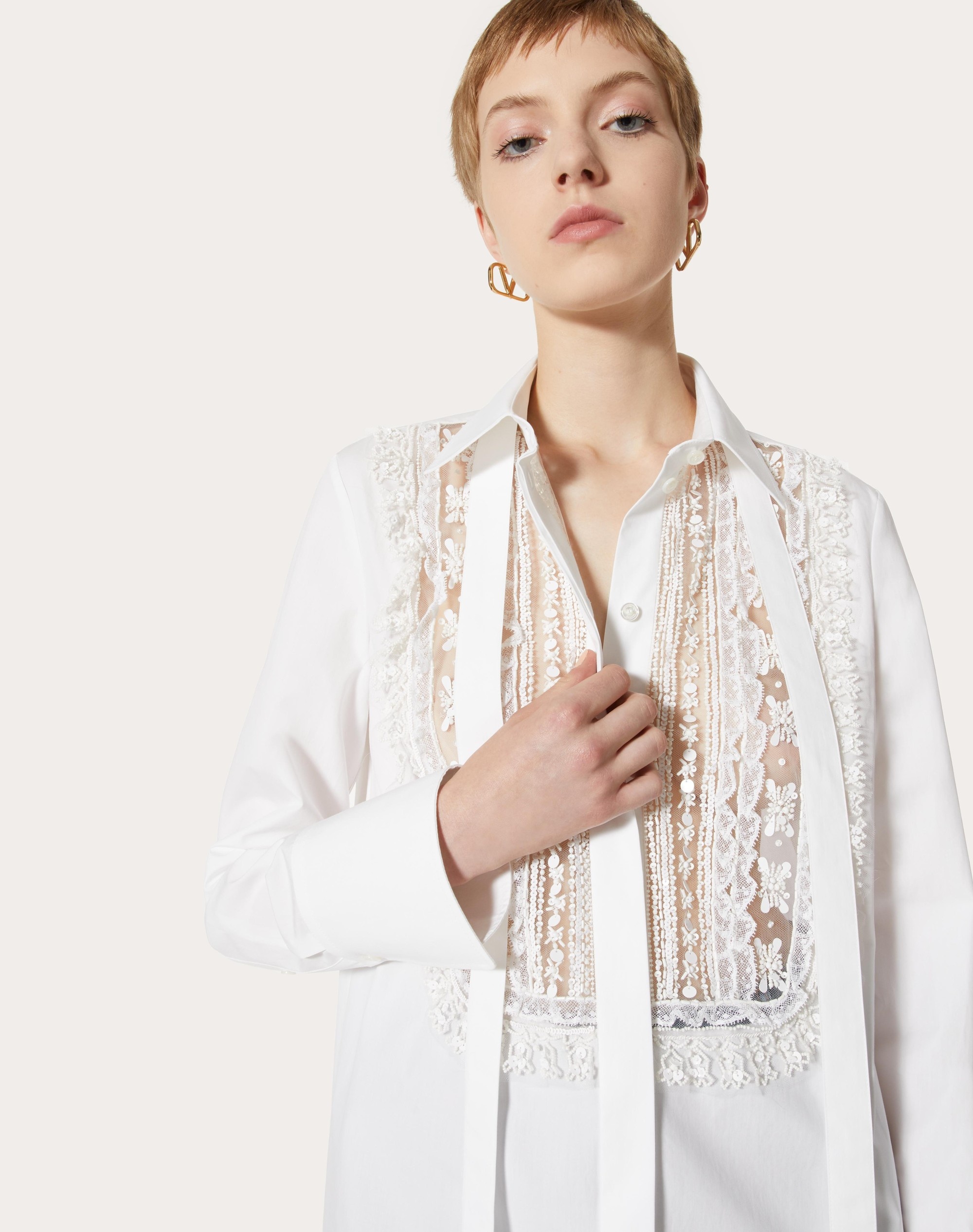 EMBROIDERED COTTON POPELINE SHIRT - 5