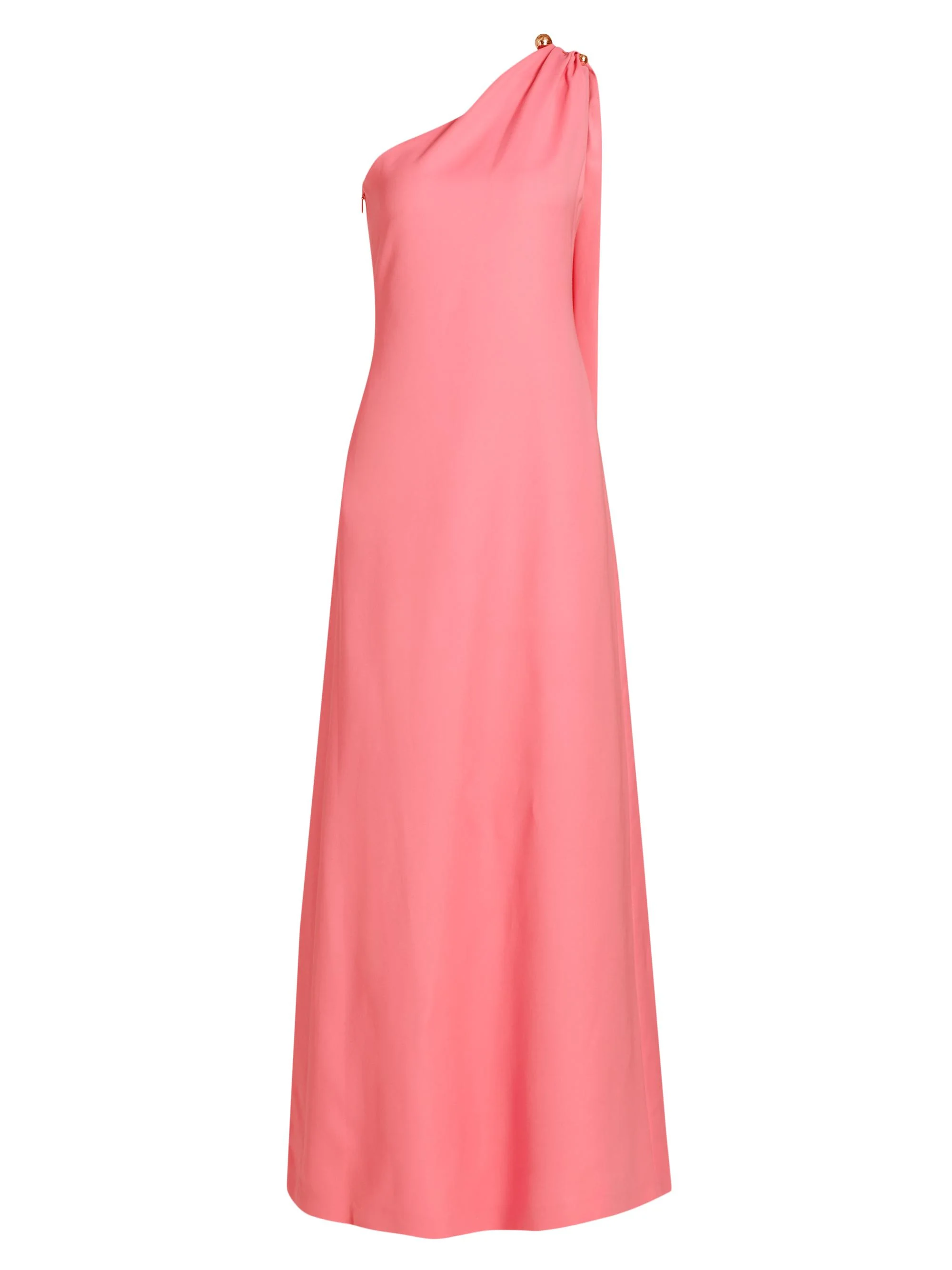 Women's Draped Wool-Silk One-Shoulder Gown - Plumeria - 1