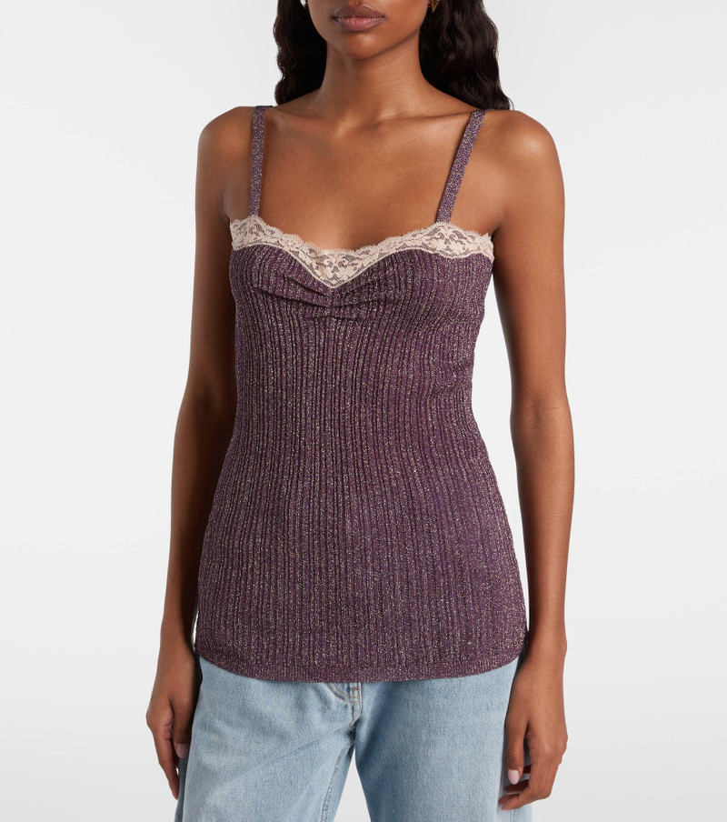Lace-trimmed lamé top 3