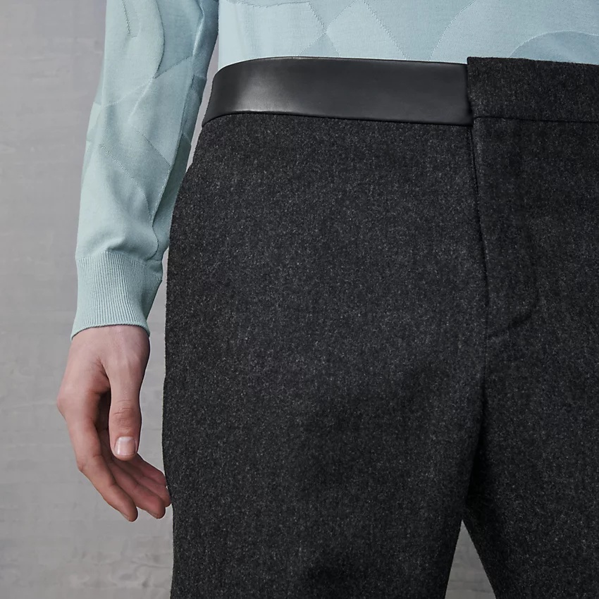 Saint Germain fitted pants with leather detail - 4