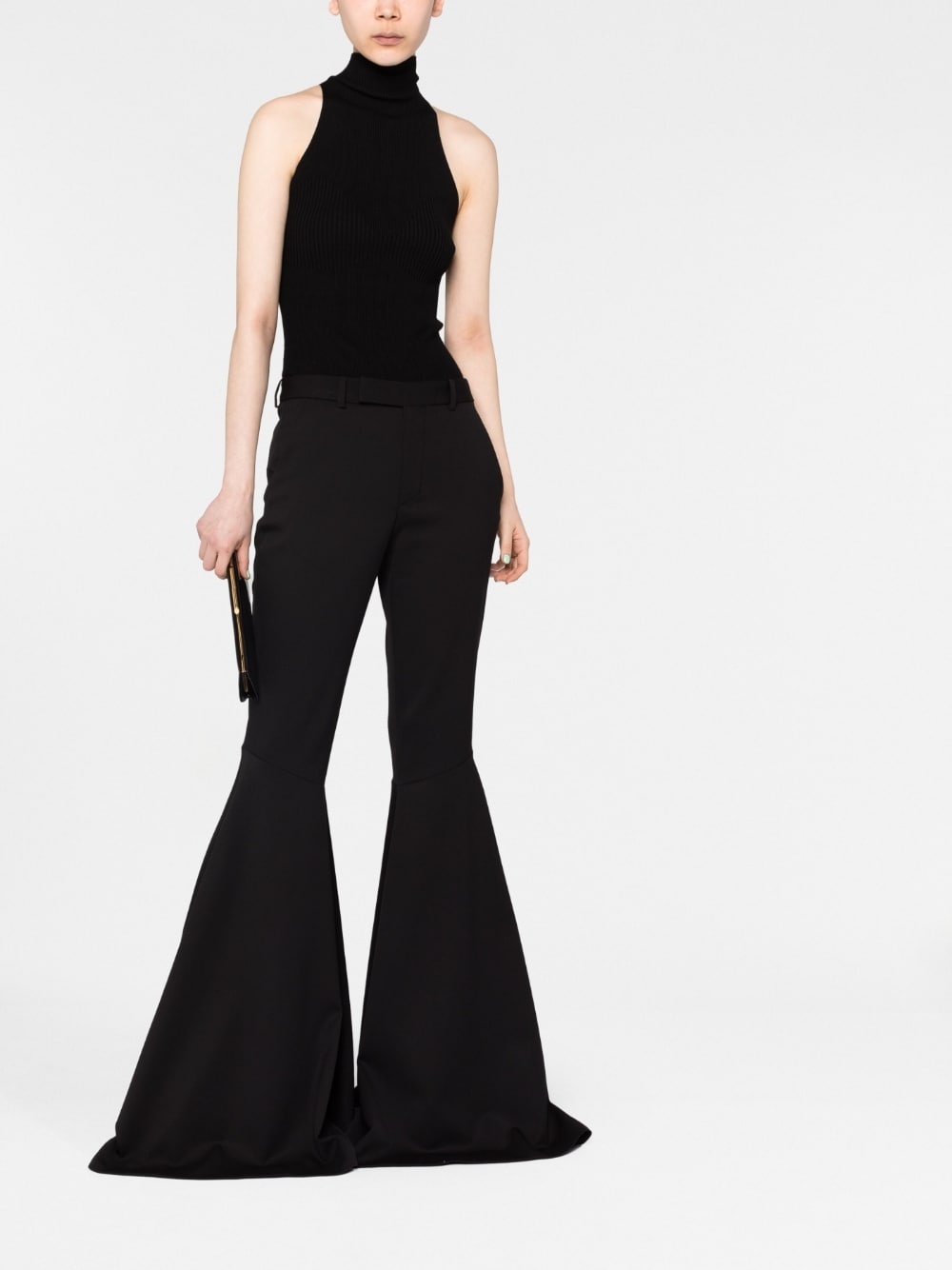 high-waisted flared trousers - 2