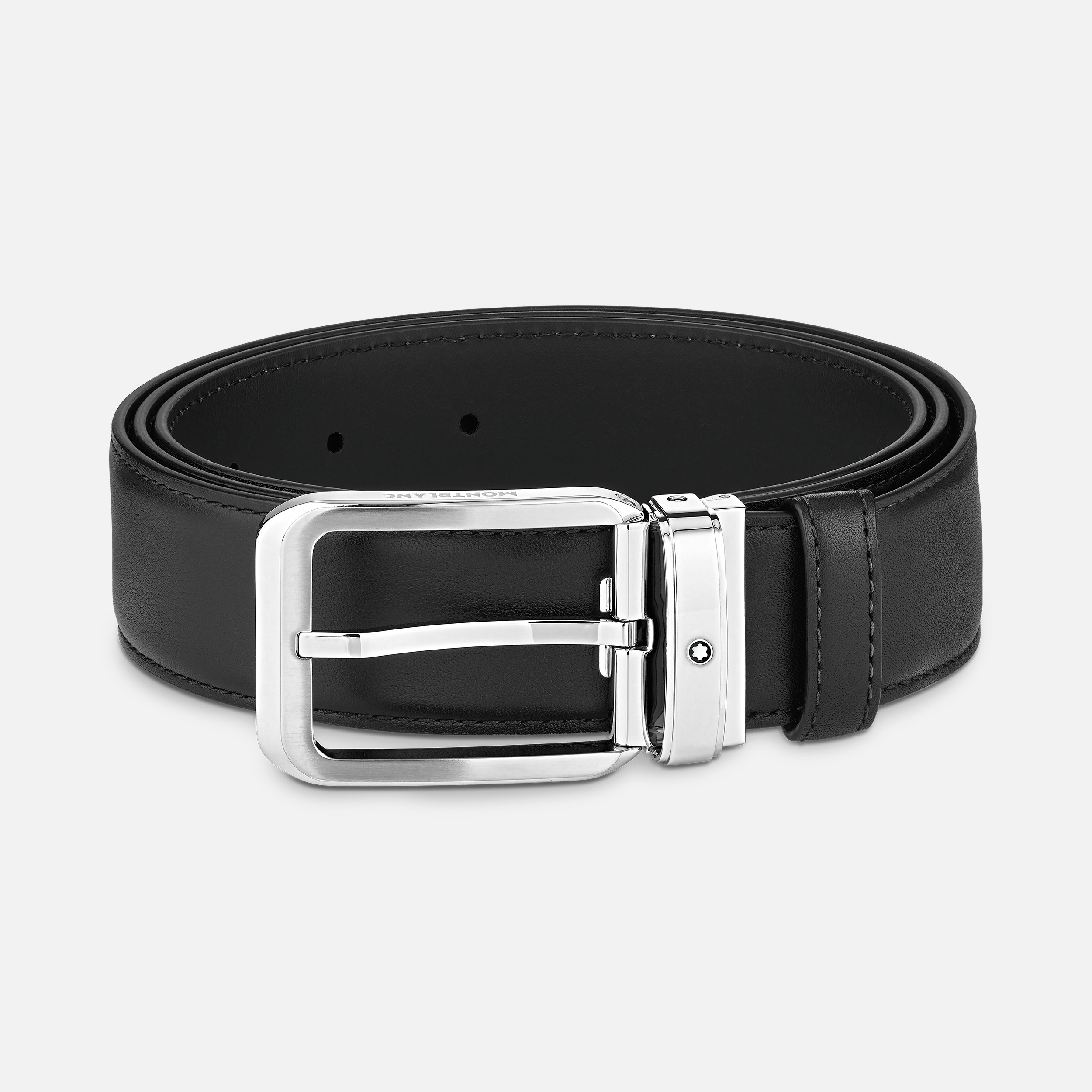 Black 35 mm leather belt - 1
