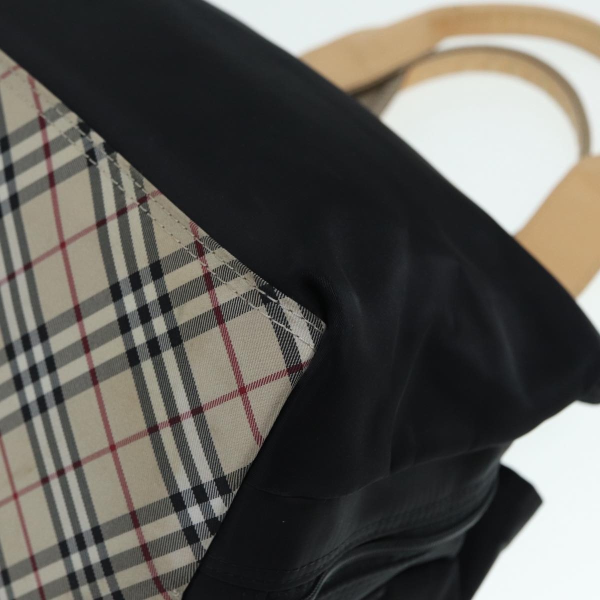 Burberry Tote Bag Nylon Silver Black - 14