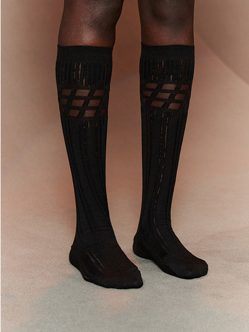 HENRIK VIBSKOV STRIPES SOCKS FEMME LONG - STRIPES BLACK outlook