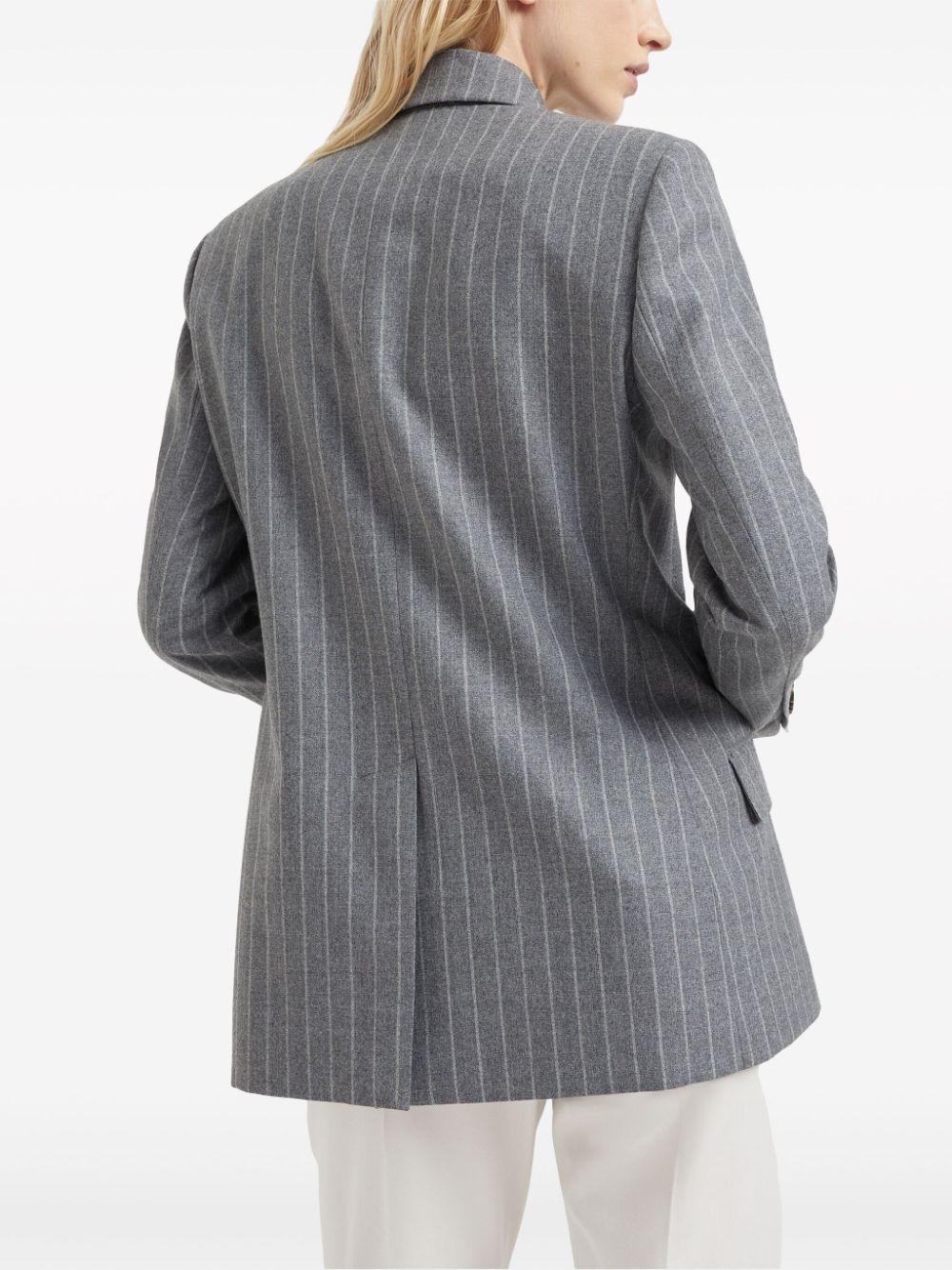pinstripe double-breasted blazer - 4