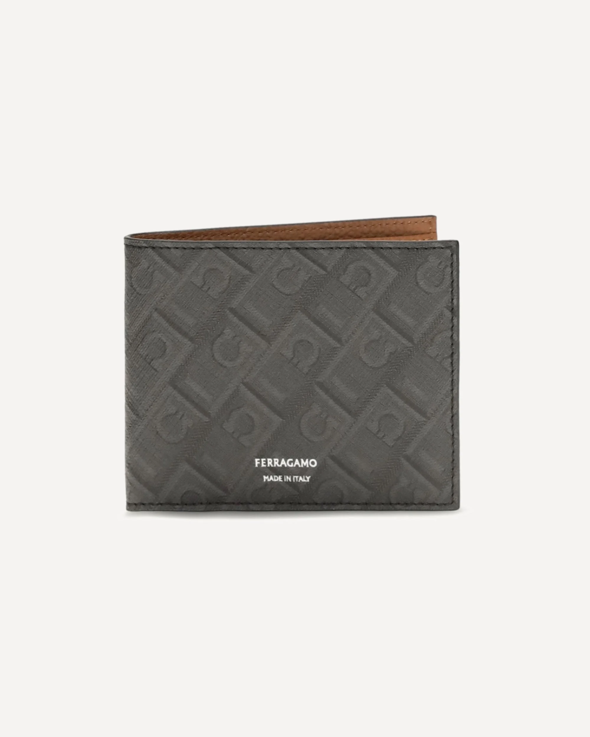 Leather bifold Wallet with Gancini pattern - 1