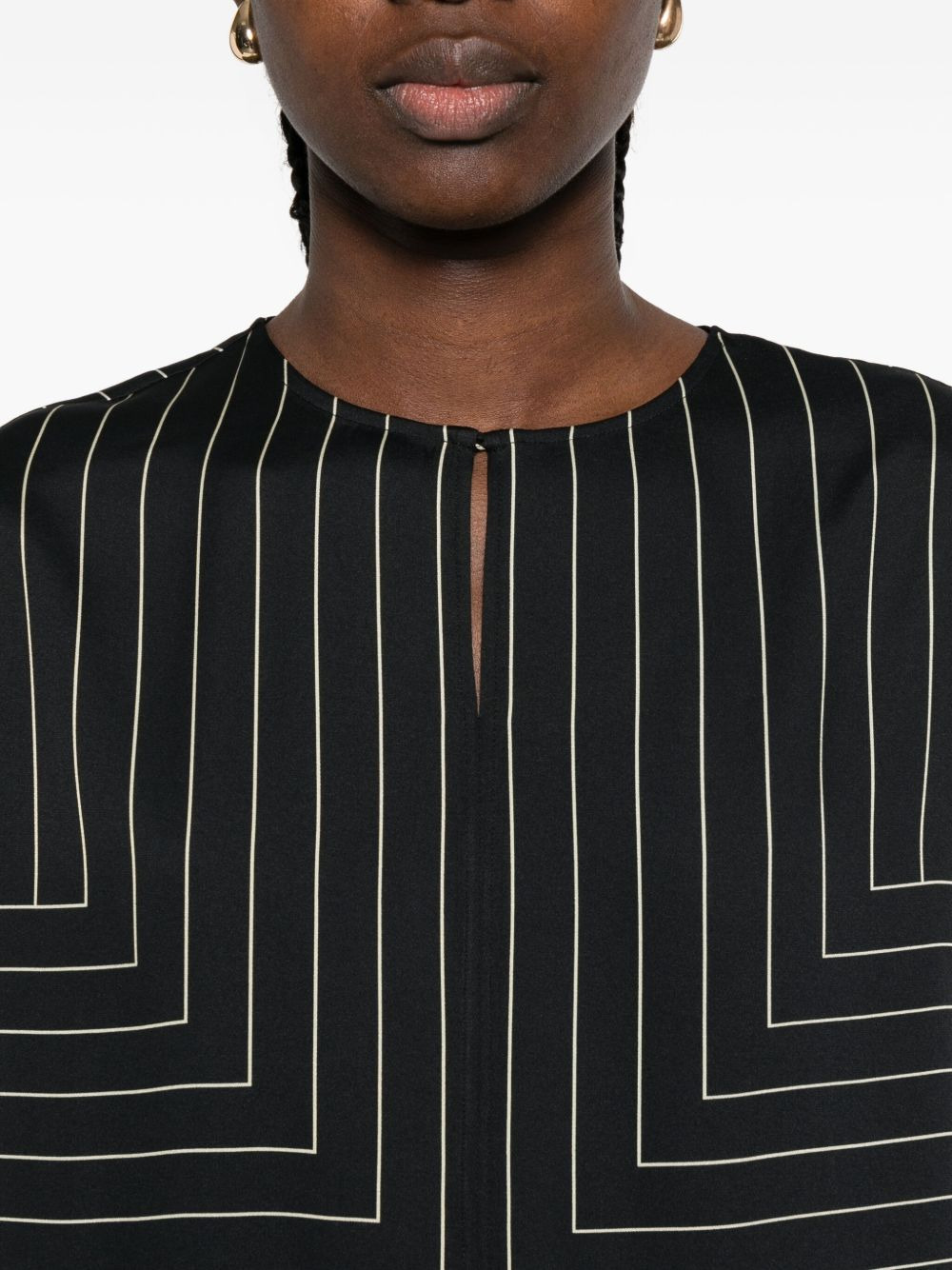 sleeveless geometric-striped top - 5