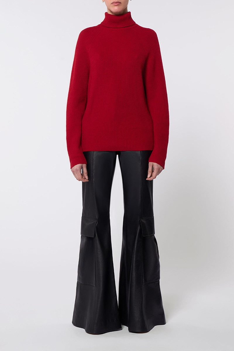 GABRIELA HEARST Wigman Knit Turtleneck Sweater in Scarlet Red Cashmere outlook