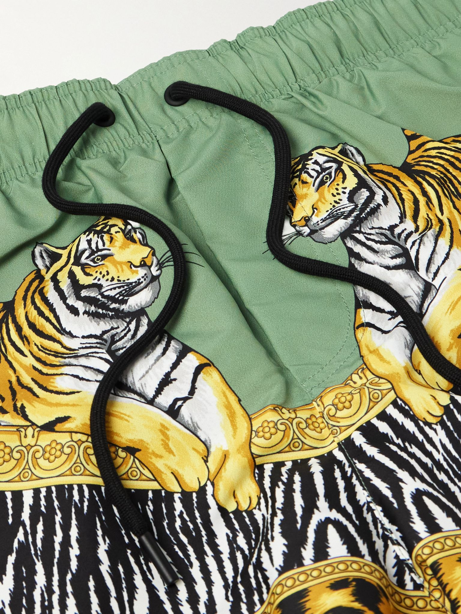 Straight-Leg Mid-Length Printed Swim Shorts Green - 2