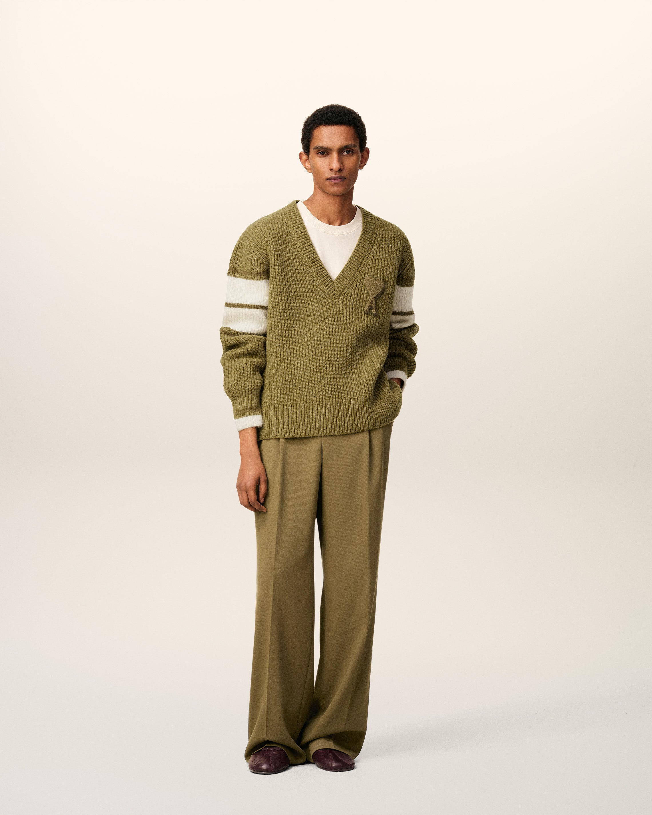 GREEN WOOL COLLEGE SWEATER - 2