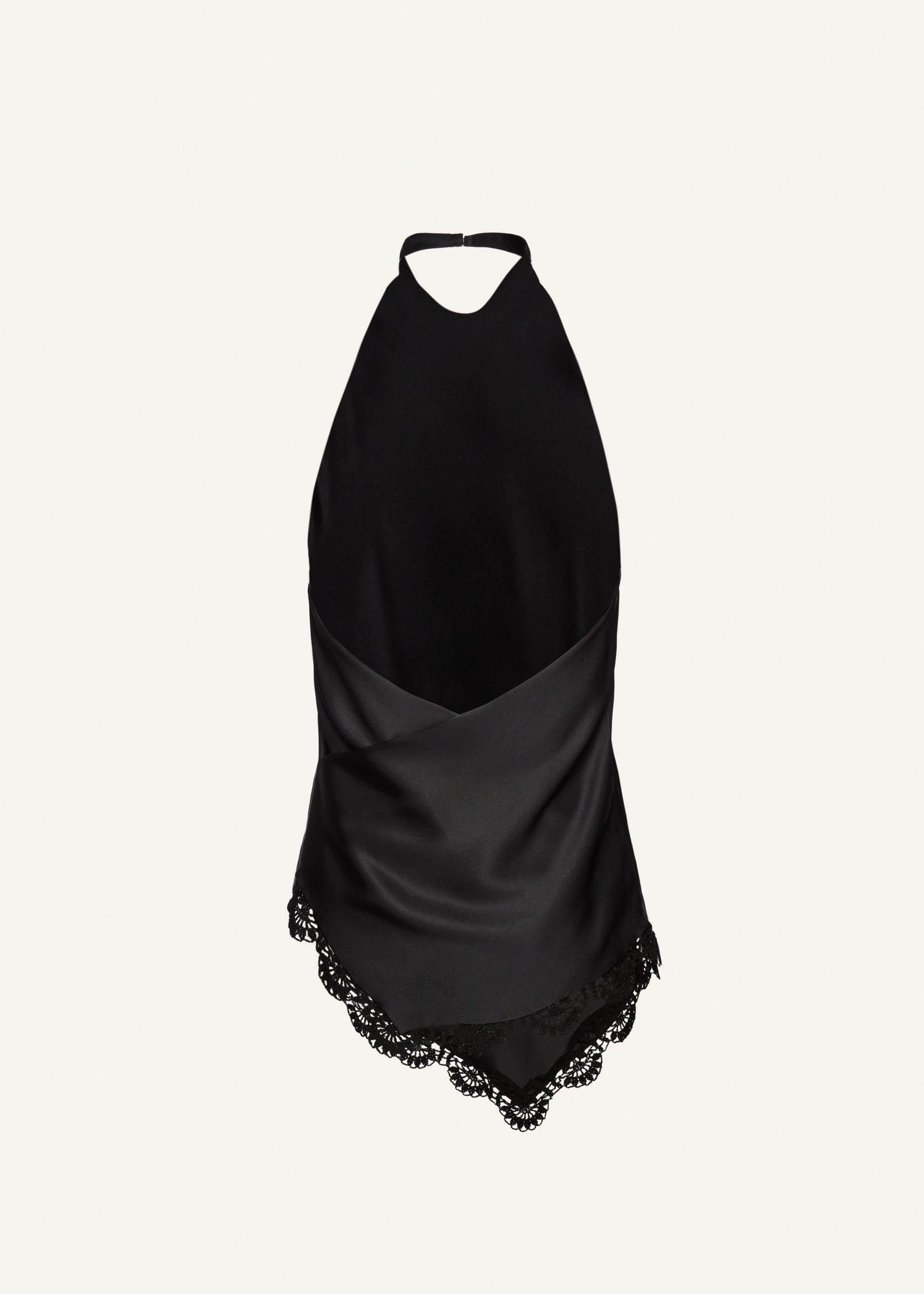 Lace trim handkerchief top in black - 2