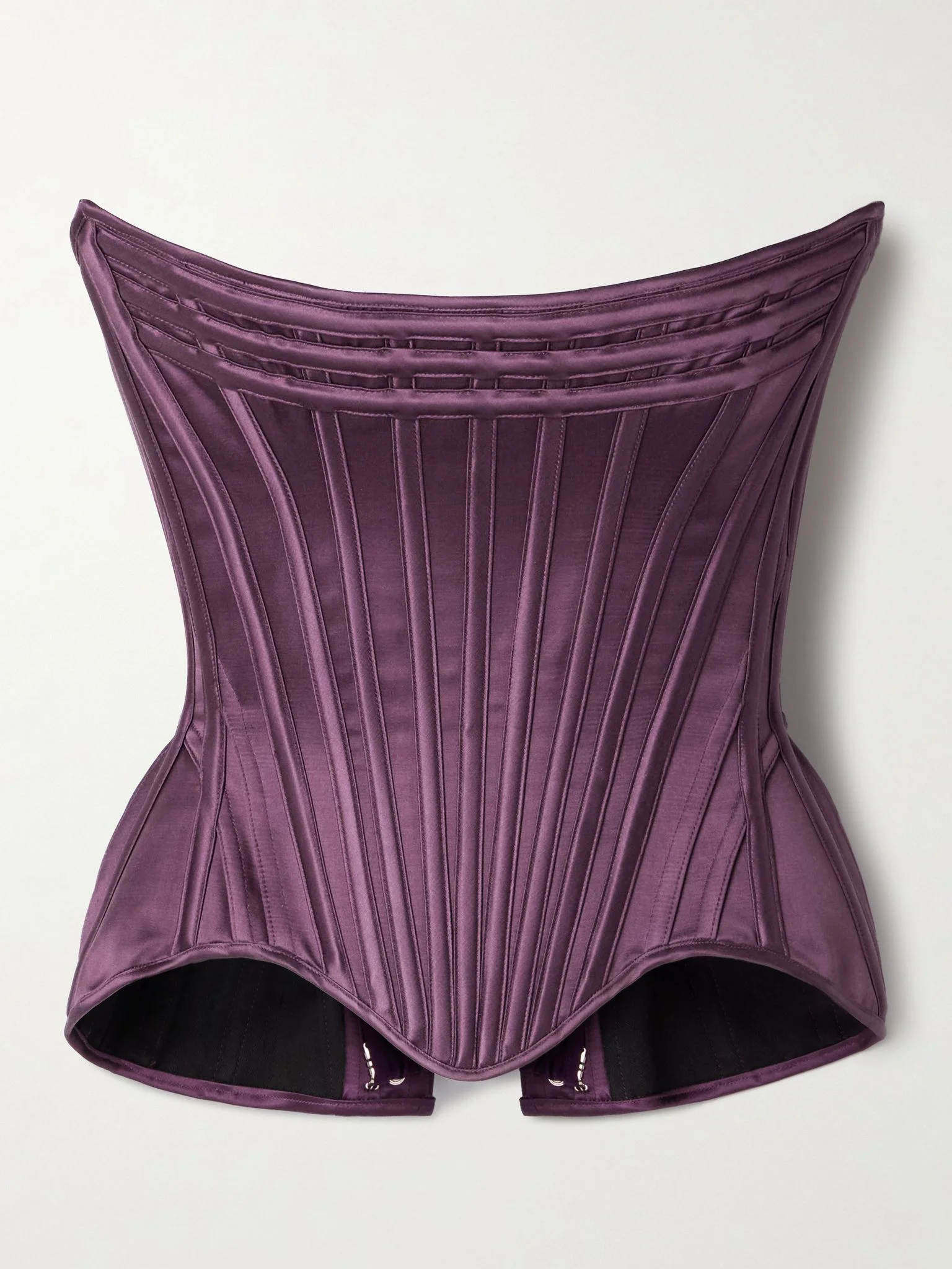 Wasp strapless cotton and silk-blend satin bustier top Plum - 1
